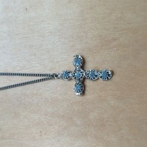 Faux diamond cross necklace